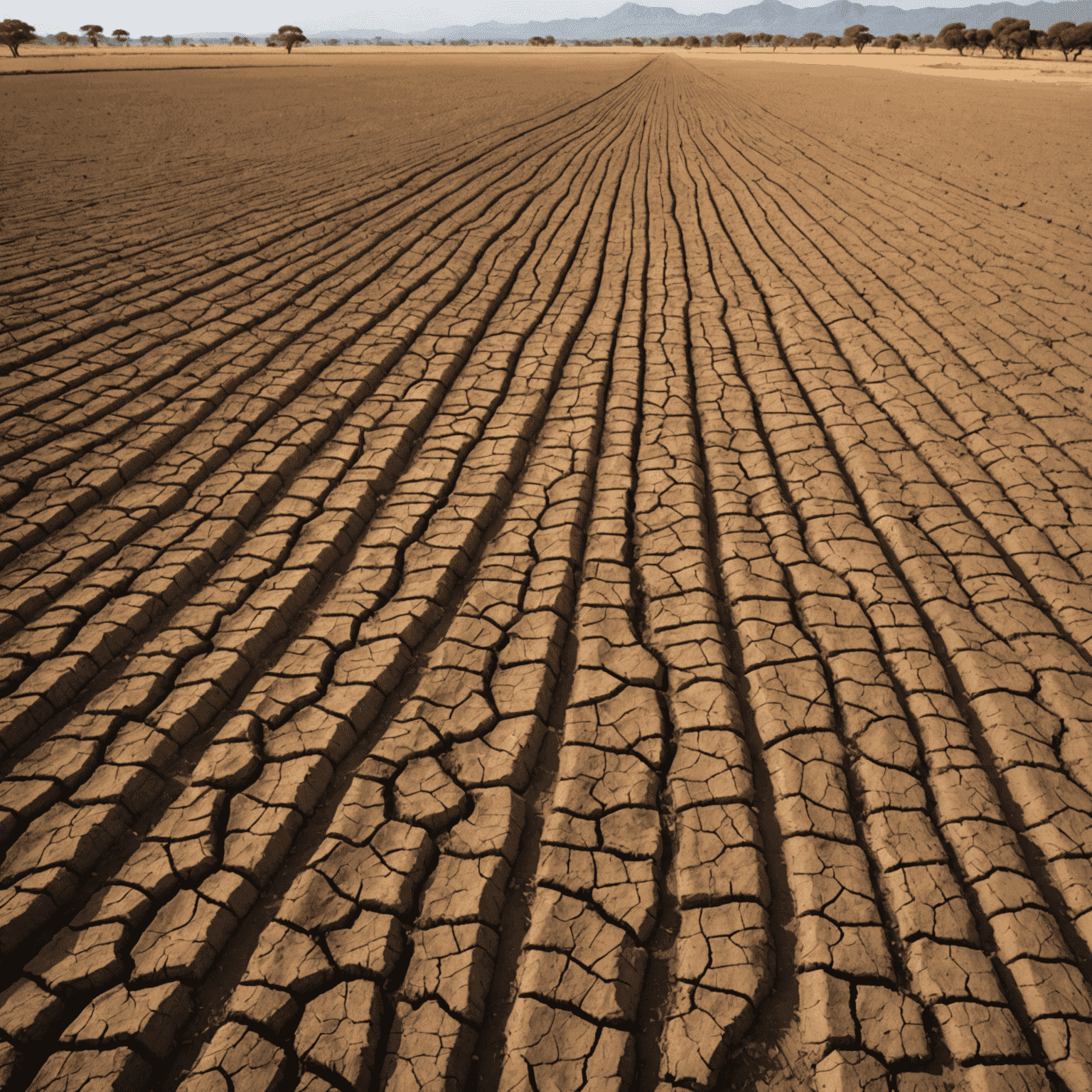 A visual representation of climate change effects on South African farmland, showing dried crops and parched soil contrasted with lush fields