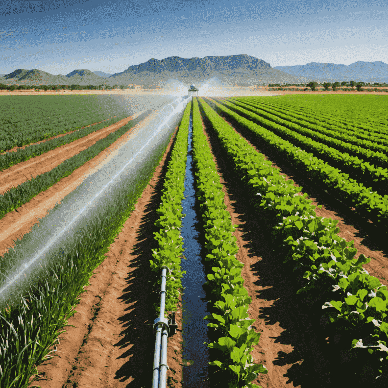 Modern irrigation system in a South African farm, showcasing water-saving technology