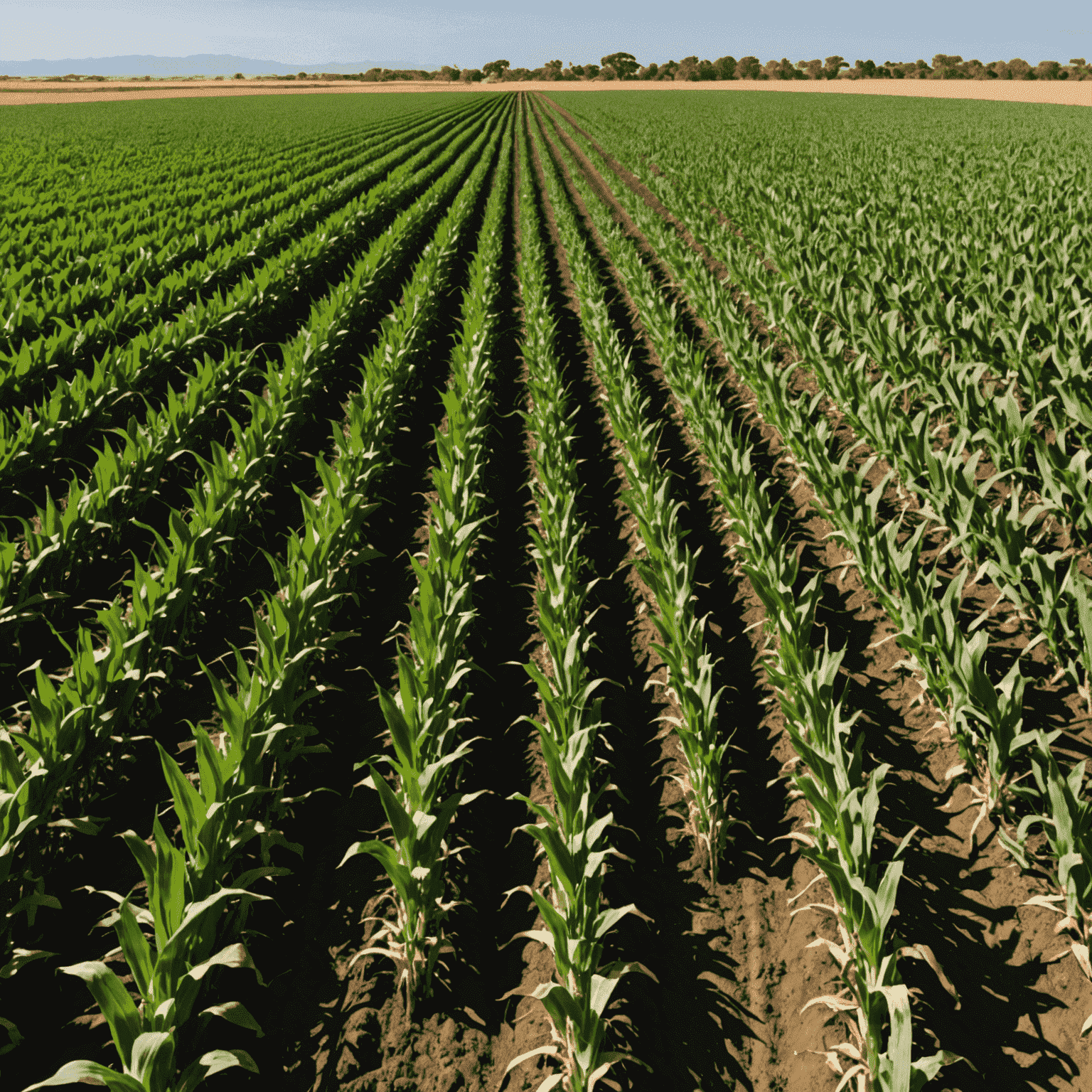 A vast maize field in South Africa utilizing no-till farming techniques and cover crops, demonstrating soil conservation practices